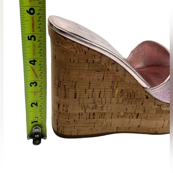 GUESS Womens Pink Cork 2" Platform Catiaee Toe Wedge Slip On Heeled Sandal 8.5 M - Picture 16 of 16